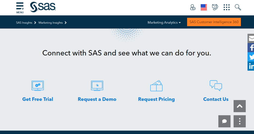 SAS marketing analytics homepage