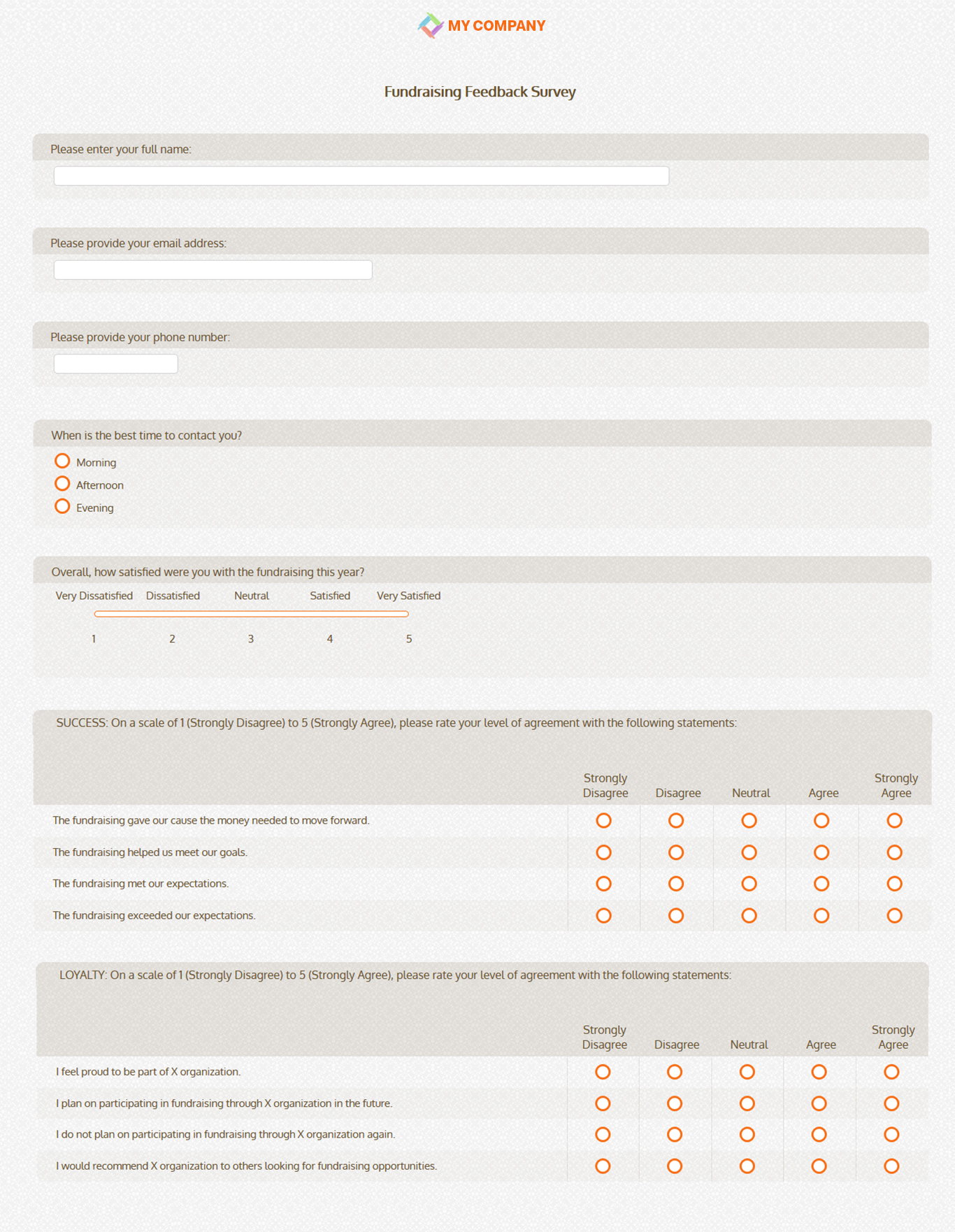 Fundraising Feedback Survey Template [21 Questions]  SoGoSurvey Regarding Fundraising Report Template