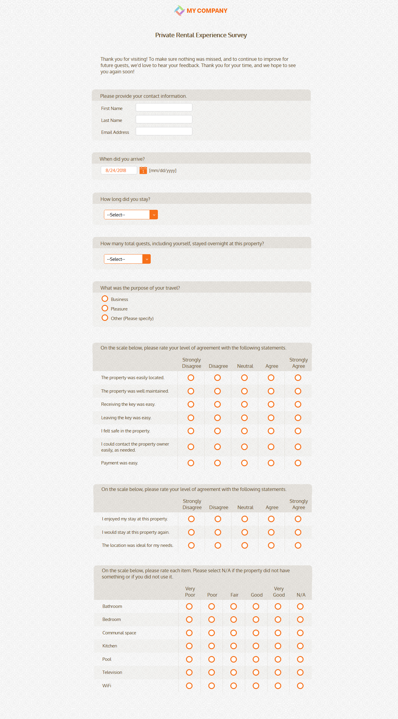 Rental Experience Survey Template [22 Questions]  SoGoSurvey Throughout Poll Template For Word